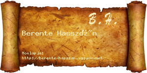 Berente Hasszán névjegykártya
